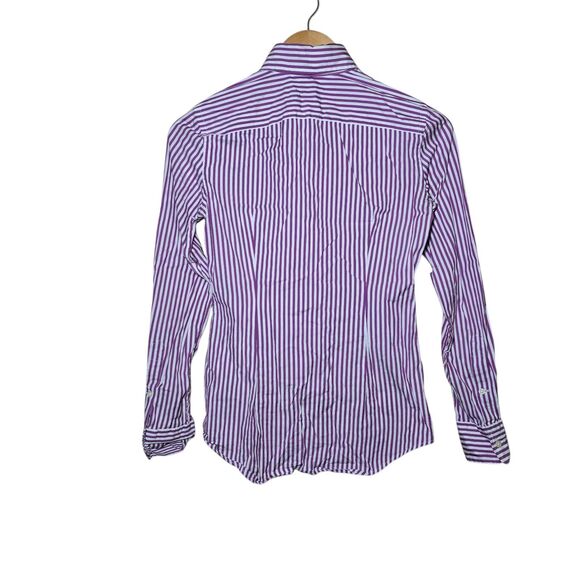 Polo Ralph Lauren Women’s 2 Slim Stretch Purple White Striped Button-Up Shirt - Picture 2 of 8